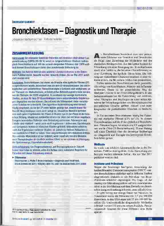 Vorschauseite 1: Bronchiektasen - Diagnostik und Therapie