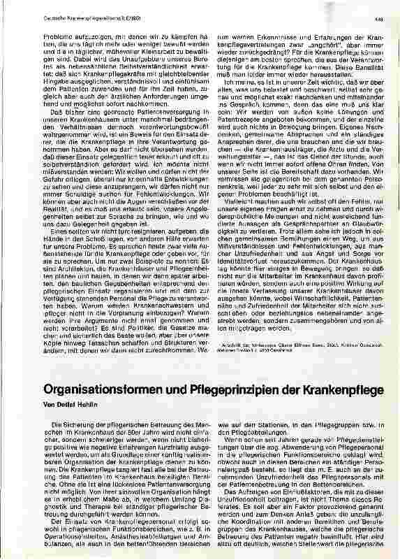 Vorschauseite 1: Organisationsform und Pflegeprinzipien der Krankenpflege