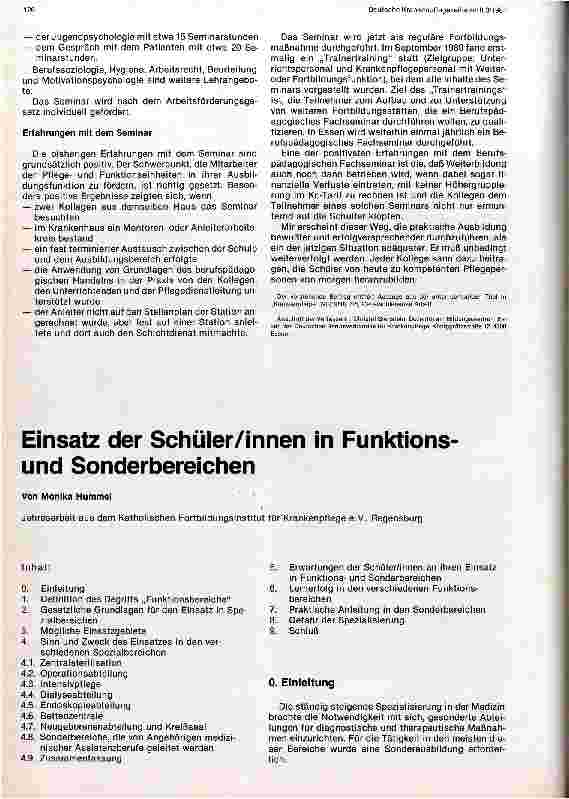 Vorschauseite 1: Einsatz der Schüler/innen in Funktionsund Sonderbereichen Jahresarbeit aus dem Katholischen Fortbildungsinstitut Regensburg