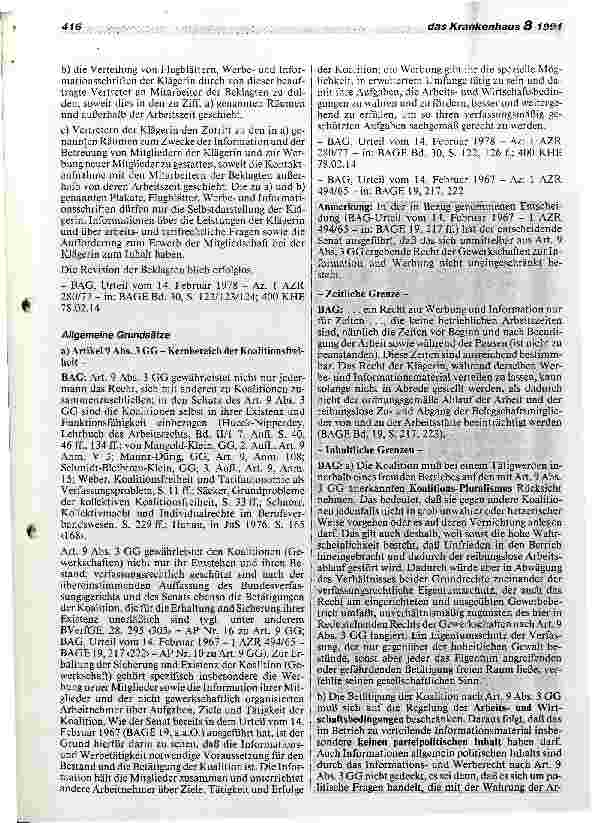Vorschauseite 2: Das kirchliche Krankenhaus in der höchstrichterlichen Rechtsprechung (IV)