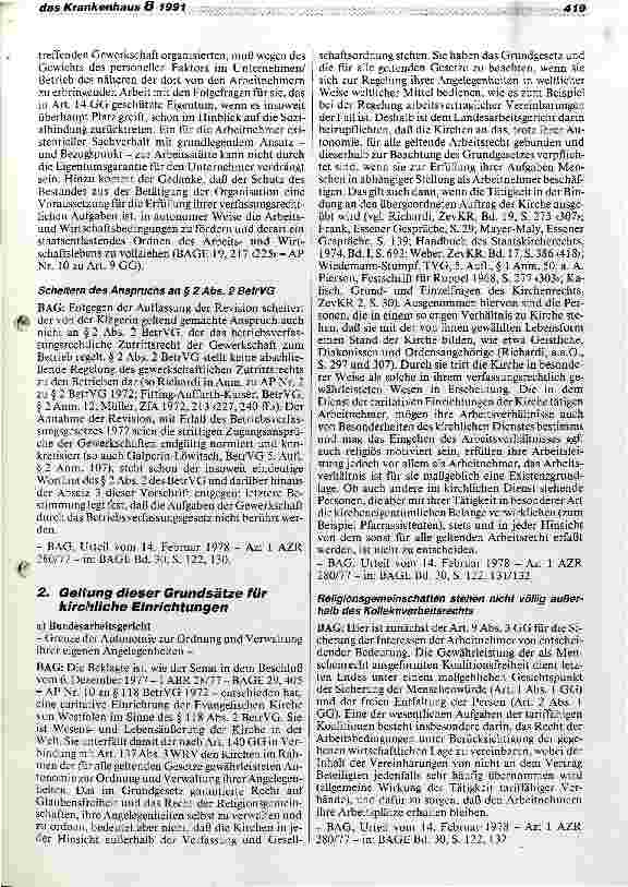 Vorschauseite 5: Das kirchliche Krankenhaus in der höchstrichterlichen Rechtsprechung (IV)