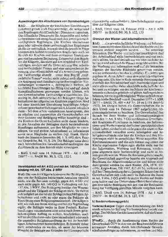 Vorschauseite 6: Das kirchliche Krankenhaus in der höchstrichterlichen Rechtsprechung (IV)