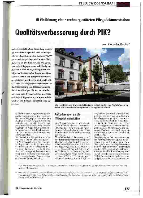 Vorschauseite 1: Qualitätsverbesserung durch PIK?