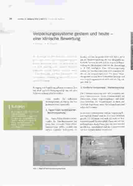 Vorschauseite 1: Verpackungssysteme gestern und heute eine klinische Bewertung
