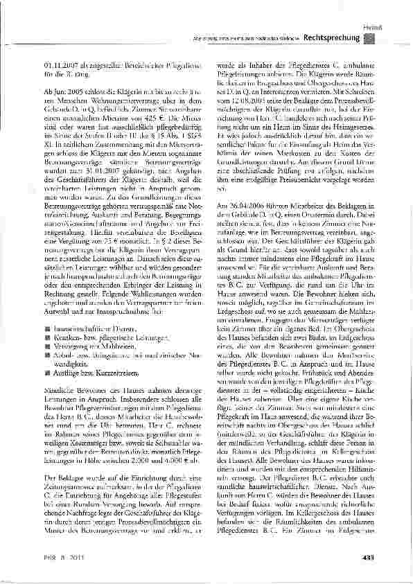 Vorschauseite 2: Abgrenzung eines Heims zum »betreuten Wohnen« HeimG § 1 Abs. 1 Satz 2 und Abs. 2 Satz 1