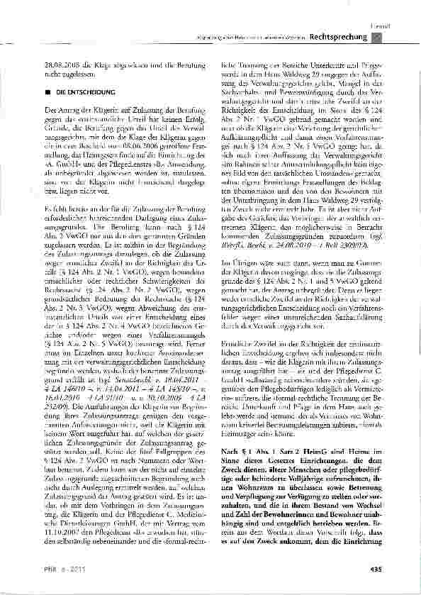 Vorschauseite 4: Abgrenzung eines Heims zum »betreuten Wohnen« HeimG § 1 Abs. 1 Satz 2 und Abs. 2 Satz 1