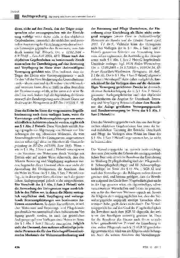 Vorschauseite 5: Abgrenzung eines Heims zum »betreuten Wohnen« HeimG § 1 Abs. 1 Satz 2 und Abs. 2 Satz 1
