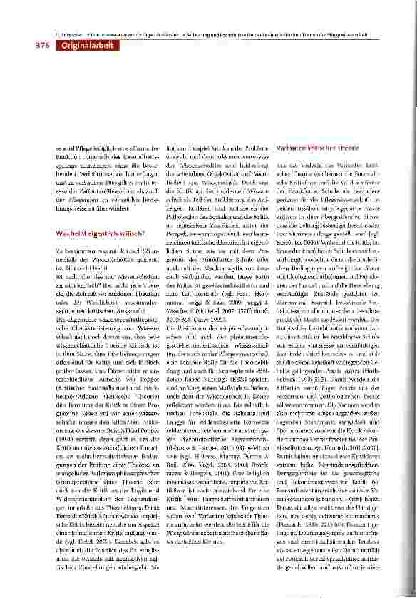 Vorschauseite 4: «Vom Interesse an vernünftigen Zuständen...» Bedeutung und konstitutive Elementeeiner kritischen Theorie der Pflegewissenschaft