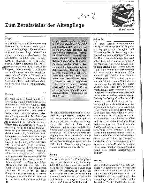 Vorschauseite 1: Zum Berufsstatus der Altenpflege