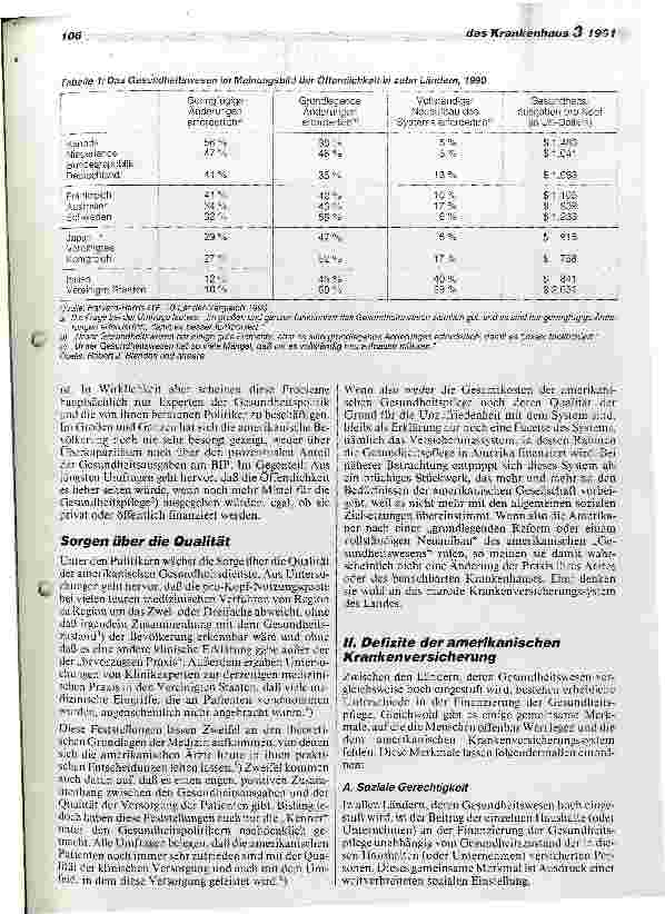 Vorschauseite 2: Vorzüge und Probleme des Gesundheitswesens in den USA