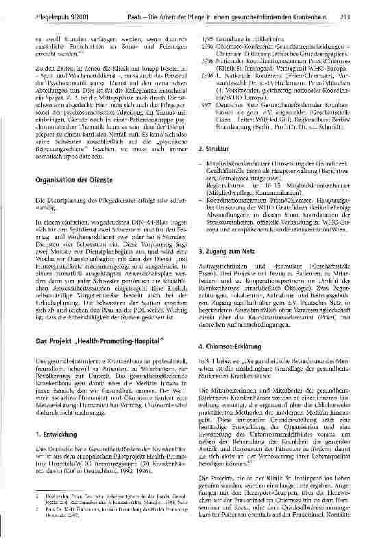 Vorschauseite 3: Die Arbeit der Pflege in einem gesundheitsfördernden Krankenhaus