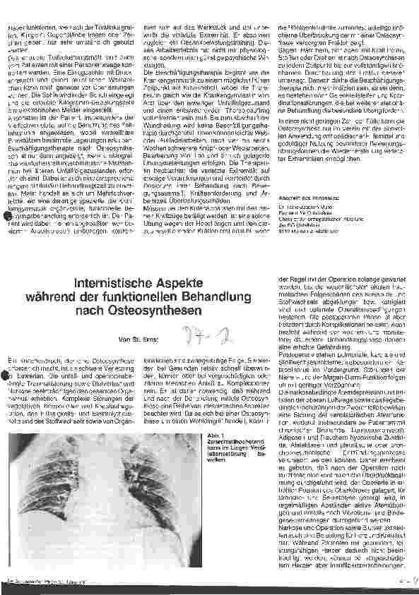 Vorschauseite 1: Internistische Aspekte während der funktionellen Behandlung nach Osteosynthesen