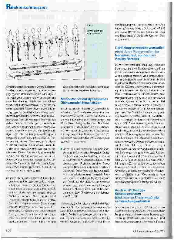 Vorschauseite 4: Die McKenzie Methode für die Behandlung von Rückenschmerzen: Teil IIReliabilität, diagnostische Fähigkeiten undBehandlungsergebnisse*