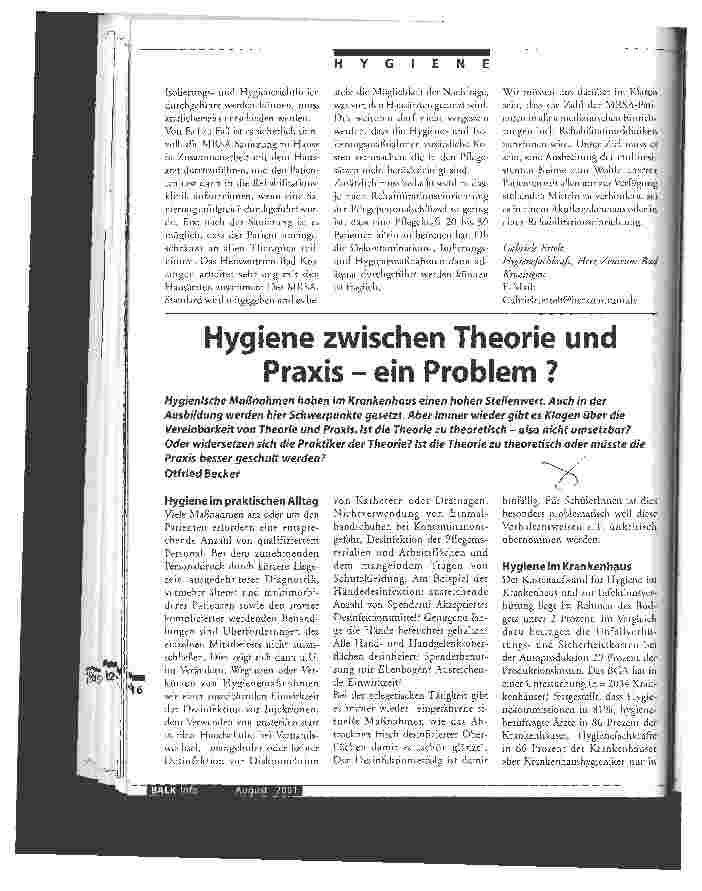 Vorschauseite 3: MRSA - ein Problem in allen Einrichtungen
