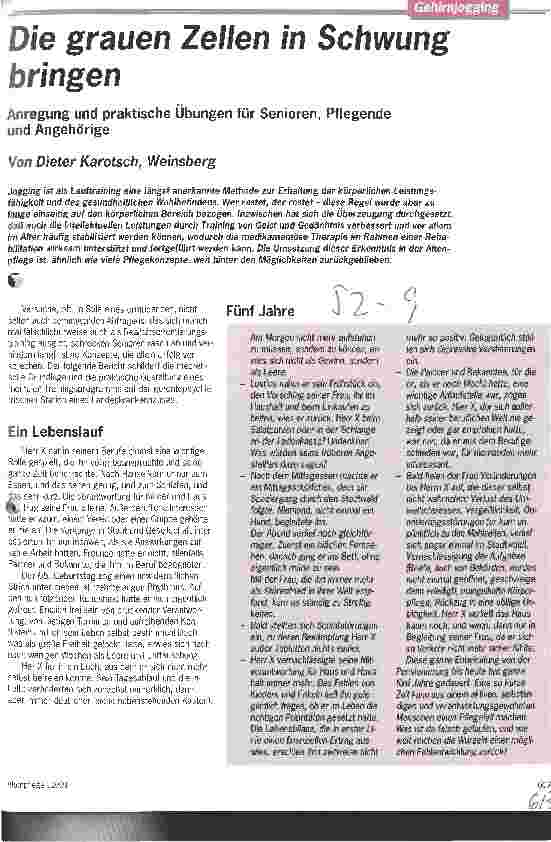 Vorschauseite 1: Die grauen Zellen in Schwung bringen - Anregung und praktische Übungen für Senioren, Pflegende und Angehörige