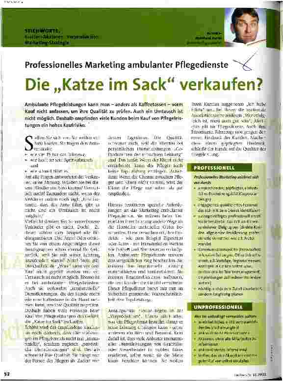 Vorschauseite 1: Die Katze im Sack verkaufen? Pfrofessionelles Marketing ambulanter Pflegedienste