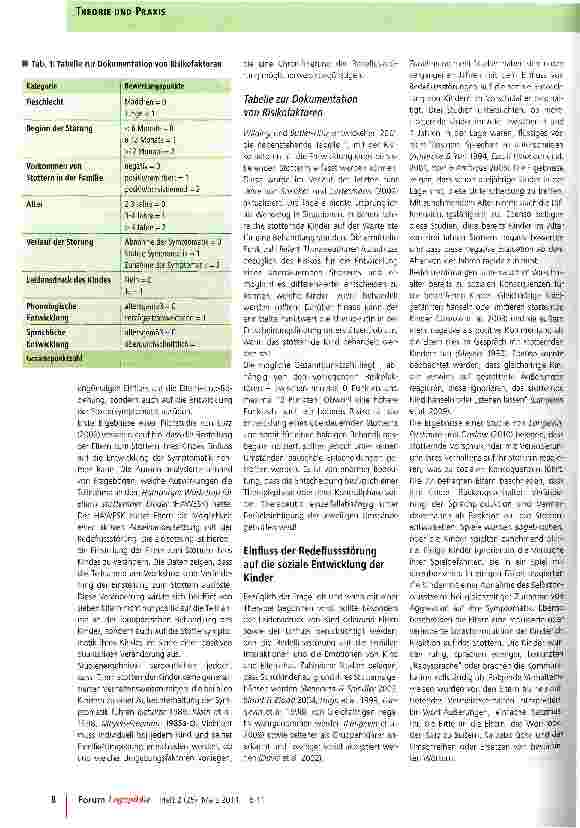 Vorschauseite 3: Frühkindliches Stottern: Abwarten oder sofort behandeln?Indikatoren für den Therapiebeginn auf der Basis von aktuellen Forschungsergebnissen