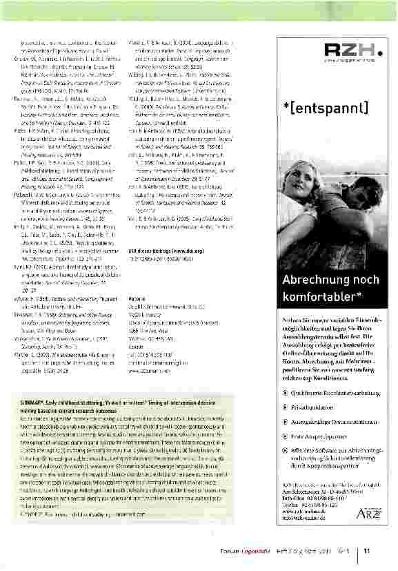 Vorschauseite 6: Frühkindliches Stottern: Abwarten oder sofort behandeln?Indikatoren für den Therapiebeginn auf der Basis von aktuellen Forschungsergebnissen