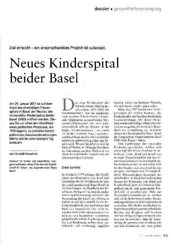 Vorschauseite 1: Neues Kinderspital beider Basel