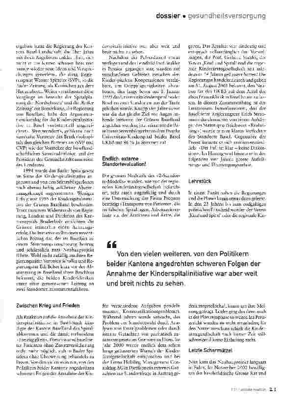 Vorschauseite 3: Neues Kinderspital beider Basel