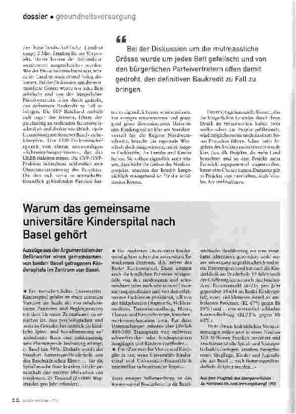 Vorschauseite 4: Neues Kinderspital beider Basel
