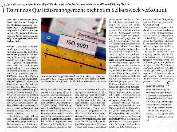 Vorschauseite 1: Damit das Qualitätsmanagement nicht zum Selbstzweck verkommt