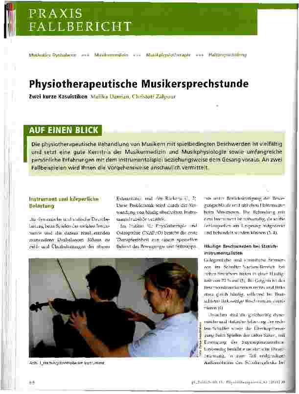 Vorschauseite 1: Physiotherapeutische Musikersprechstunde