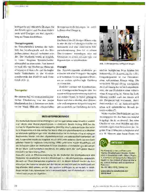 Vorschauseite 3: Physiotherapeutische Musikersprechstunde