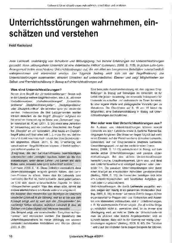 Vorschauseite 1: Unterrichtsstörungen wahrnehmen, ein schätzen und verstehen