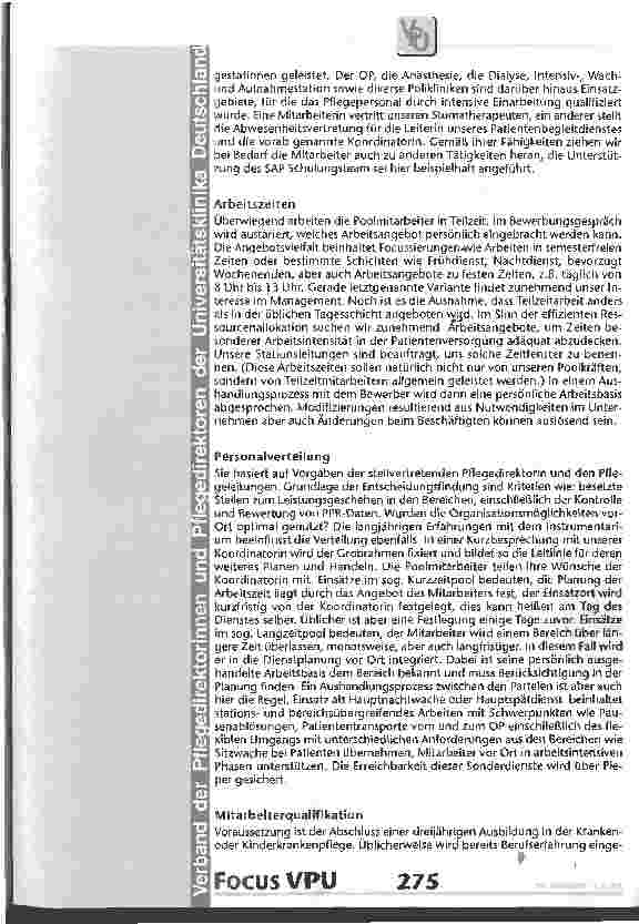 Vorschauseite 2: Der Springerpool im Universitätsklinikum Benjamin Franklin der Freien Universität Berlin Ein Erfahrungsbericht