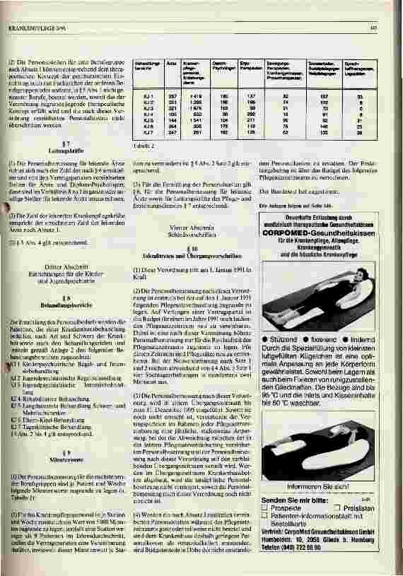 Vorschauseite 3: Verordnung über Maßstäbe und Grundsätze für den Personalbedarf in der stationären Psychiatrie der Bundesregierung vom 18. Dezember 1990
