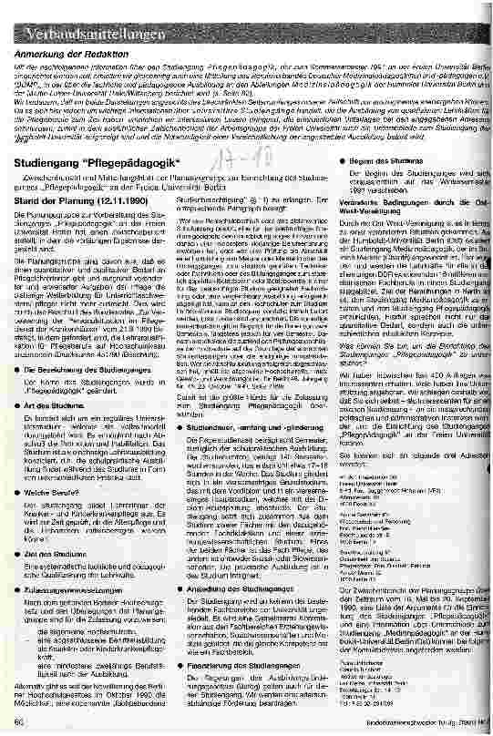 Vorschauseite 1: Studiengang Pflegepädagogik