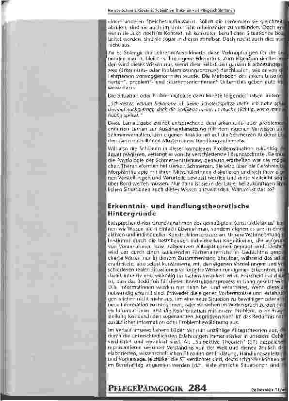 Vorschauseite 3: Subjektive Theorien von PflegeschülerInnen und ihre Bedeutung für die Lehrenden in Schule und Praxis