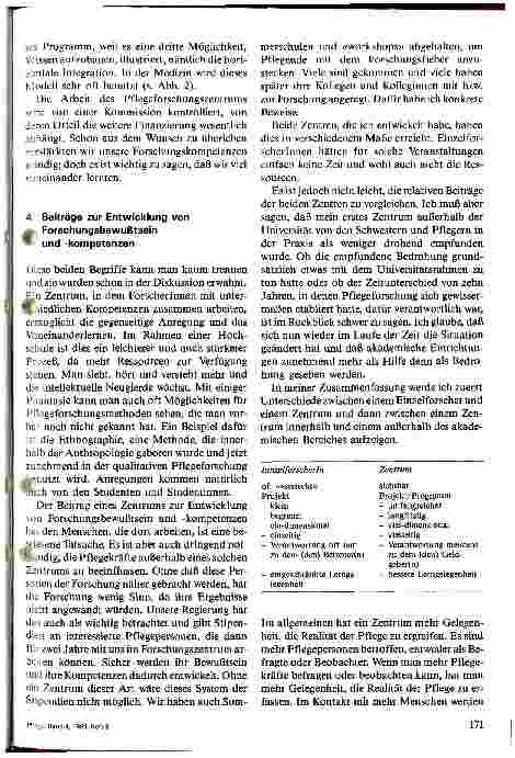 Vorschauseite 4: Der Beitrag eines Forschungszentrums zur Entwicklung von Forschungsbewußtsein und Forschungskompetenz in der Krankenpflege