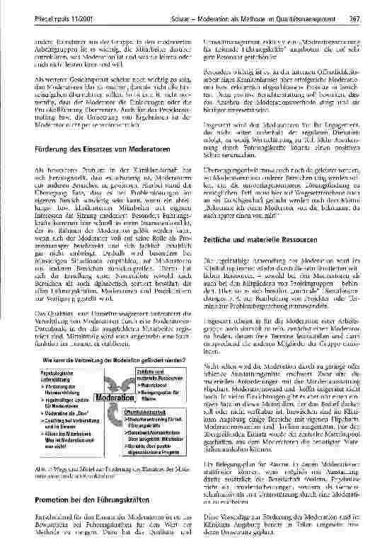 Vorschauseite 4: Moderation als Methode im Qualitätsmanagement Hindernisse bei der Verankerung im Krankenhausalltag