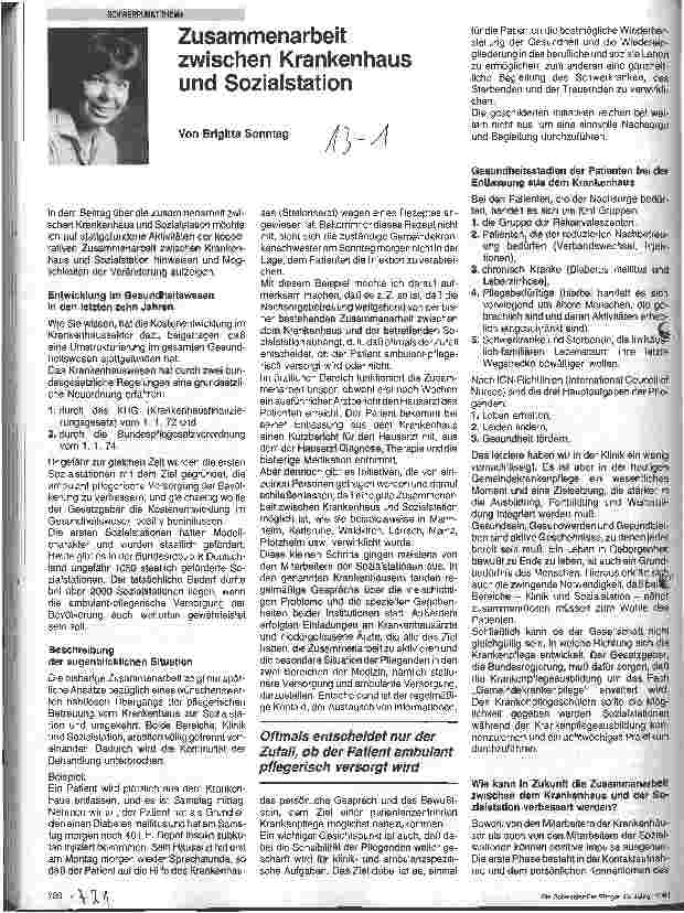 Vorschauseite 1: Zusammenarbeit zwischen Krankenhaus und Sozialstation
