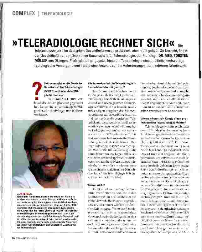 Vorschauseite 1: TELERADIOLOGIE RECHNET SICH