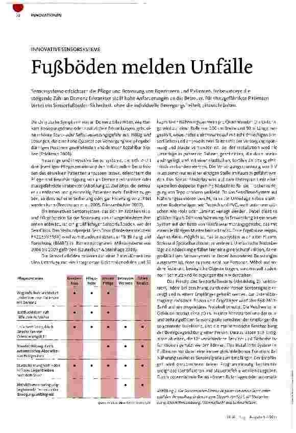Vorschauseite 1: INNOVATIVE SENSORSYSTEMEFußböden melden Unfälle