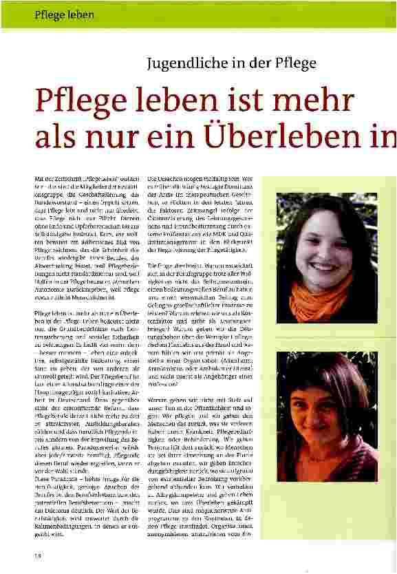 Vorschauseite 1: Pflege leben ist mehr als nur ein Überleben in der Pflege