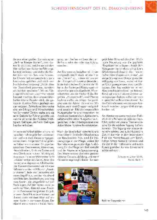 Vorschauseite 2: Tagung für Schwestern und Pfleger in der (stellvertretenden) Stationsleitung vom 8. bis zum 11. März 2011