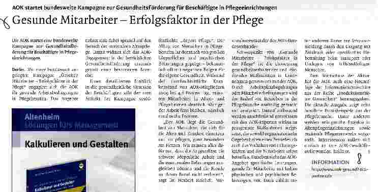 Vorschauseite 1: Gesunde Mitarbeiter - Erfolgsfaktor in der Pflege
