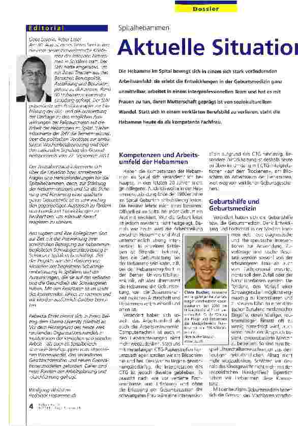 Vorschauseite 1: Aktuelle Situation der Hebammen im Spital