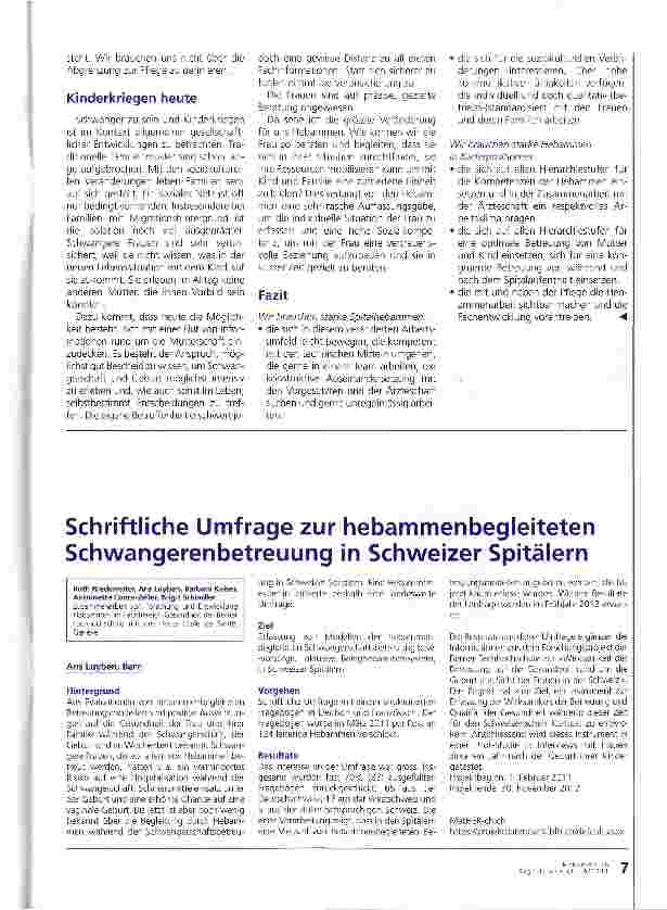 Vorschauseite 4: Aktuelle Situation der Hebammen im Spital