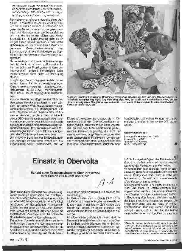 Vorschauseite 2: Mitarbeit des Entwicklungsdienstes im Gesundheitswesen