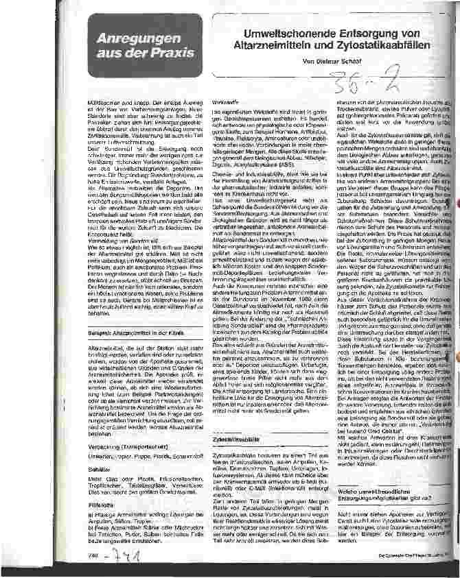 Vorschauseite 1: Umweltschonende Entsorgung von Altarzneimitteln und Zytostatikaabfällen