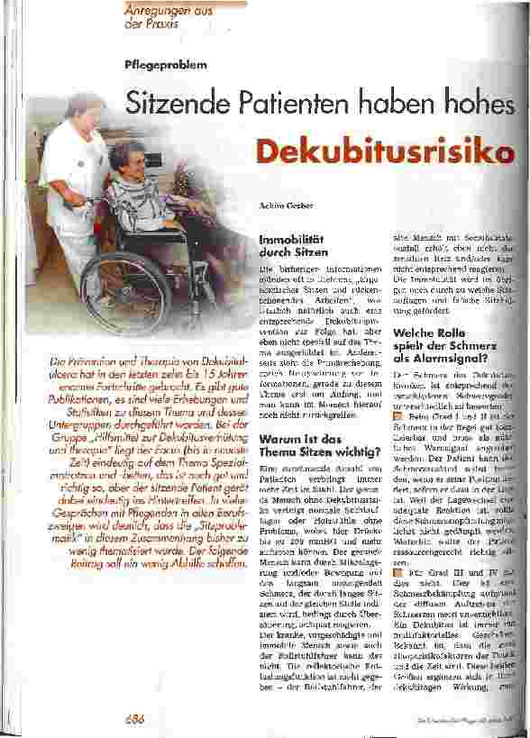 Vorschauseite 1: Sitzende Patienten haben hohes Dekubitusrisiko