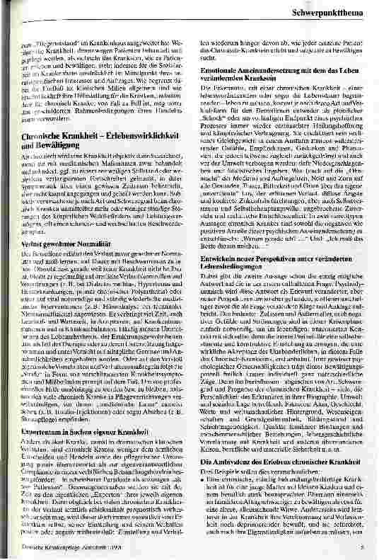 Vorschauseite 2: Chronische Krankheit Sichtweise und Handlungsansatz der Sozialarbeit im Krankenhaus