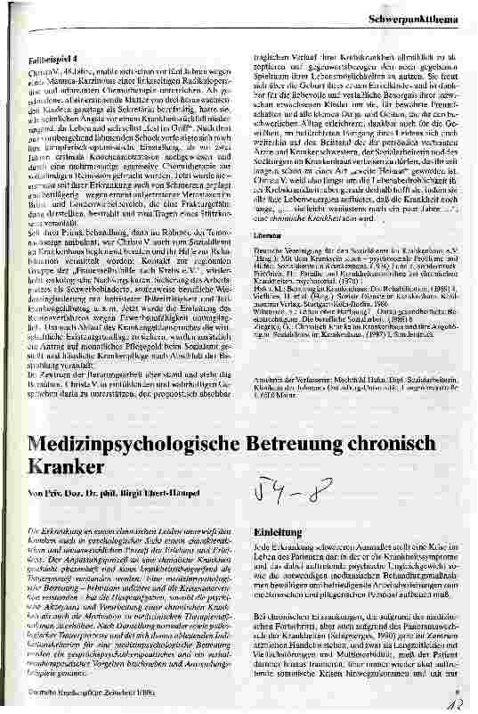 Vorschauseite 6: Chronische Krankheit Sichtweise und Handlungsansatz der Sozialarbeit im Krankenhaus