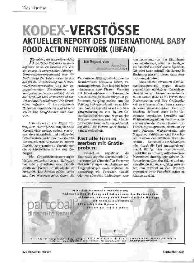 Vorschauseite 1: KODEX - VERSTÖSSEAKTUELLER REPORT DES INTERNATIONAL BABY FOOD ACTION NETWORK (IBFAN)