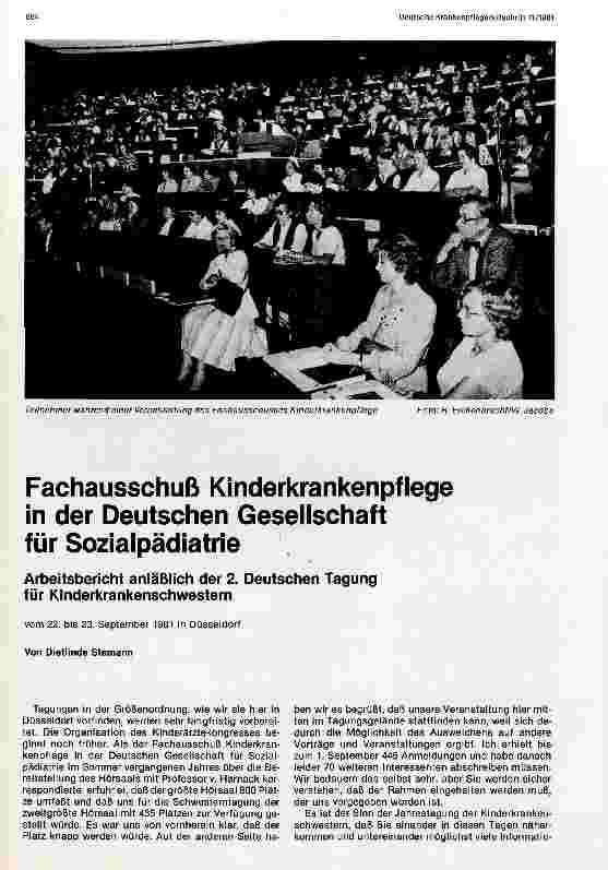 Vorschauseite 1: Fachausschuß Kinderkrankenpflege in der Deutschen Gesellschaft für Sozialpädiatrie
